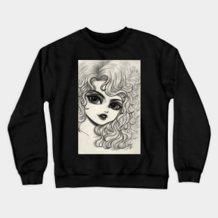 Portrait of a young curly hair girl Crewneck Sweatshirt